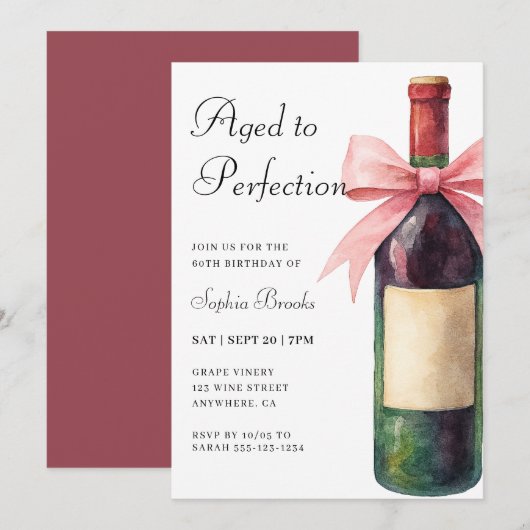 Wine Aged To Perfection 60th Birthday Party Einladung (Vorne/Hinten)