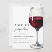 Wine Aged To Perfection Adult Birthday Party Einladung (Vorderseite)