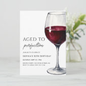 Wine Aged To Perfection Adult Birthday Party Einladung (Stehend Vorderseite)