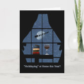 Wine and Books with Santa Bleibe Beim Zuhause Holi Karte (Vorderseite)