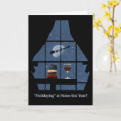 Wine and Books with Santa Bleibe Beim Zuhause Holi Karte (Gelbe Blume)