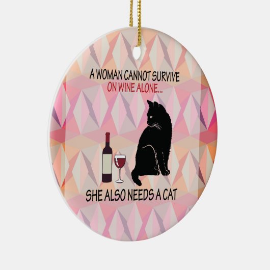 Wine and Cat Keramik Ornament (Rechts)