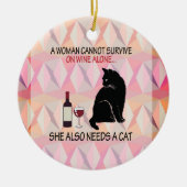 Wine and Cat Keramik Ornament (Vorne)