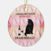 Wine and Cat Keramik Ornament (Links)