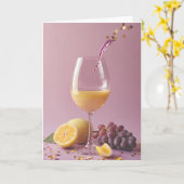 Wine and Cheers to Another Year Karte (Gelbe Blume)