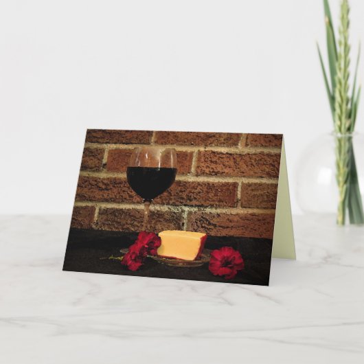 Wine and Cheese Birthday Karte (Vorderseite)