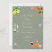 Wine and Cheese Boho French Engagement Party Einladung (Vorderseite)