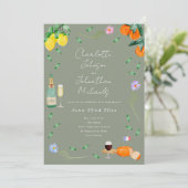 Wine and Cheese Boho French Engagement Party Einladung (Stehend Vorderseite)