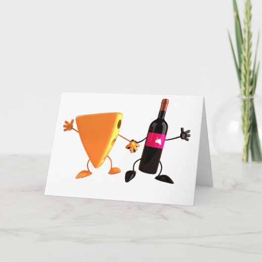 Wine And Cheese Greeting Cards Karte (Vorderseite)