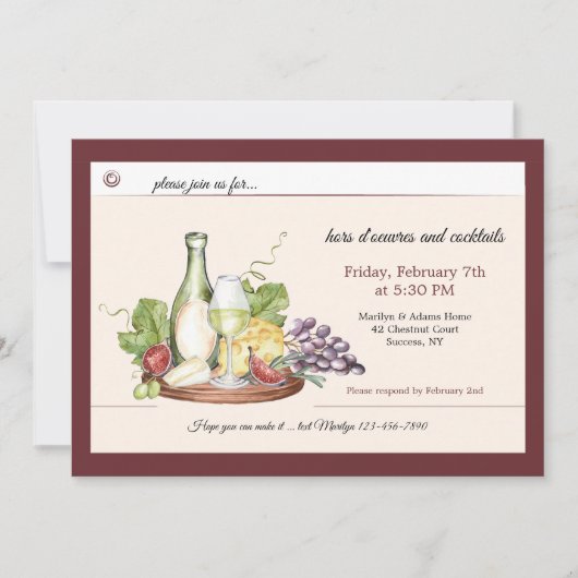 Wine and Cheese Invitation Einladung (Vorderseite)