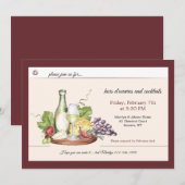 Wine and Cheese Invitation Einladung (Vorne/Hinten)