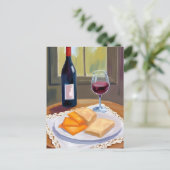 Wine and Cheese | Watercolor Painting Postkarte (Stehend Vorderseite)