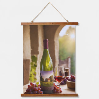 Wine and Grape Tapestry Wandteppich Mit Holzrahmen