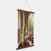 Wine and Grape Tapestry Wandteppich Mit Holzrahmen (Gewinkelt)