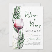 Wine and Pines Gold Einladung (Vorderseite)