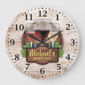 Wine Bar Man Cave Personalizable Wall Clock Große Wanduhr