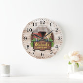 Wine Bar Man Cave Personalizable Wall Clock Große Wanduhr (Zuhause)