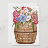 Wine Barrel Bouquet Brautparty Einladung (Vorderseite)