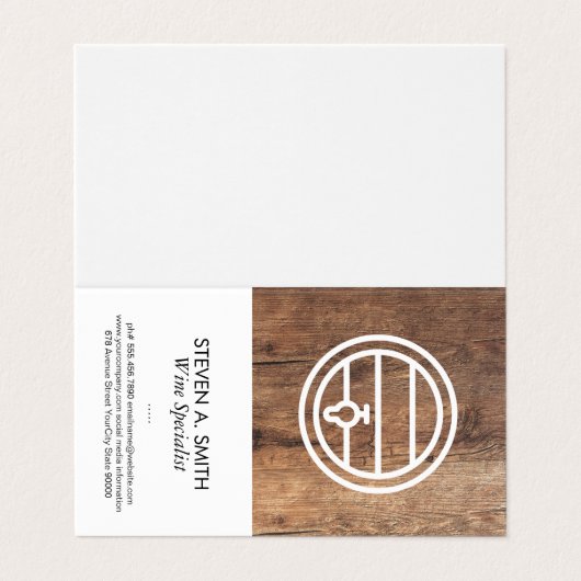 Wine Barrel | Holz Visitenkarten (Außenseite Aufgefaltet)