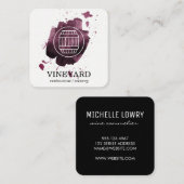 Wine Barrel | Künstlerisch gebürstet | Weinberg Quadratische Visitenkarte (Vorne/Hinten)