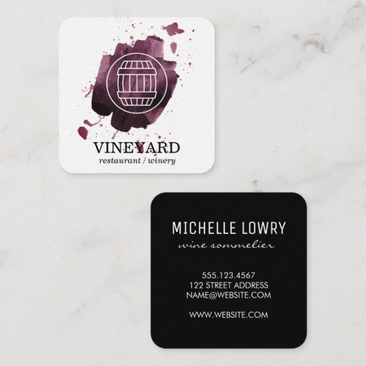 Wine Barrel | Künstlerisch gebürstet | Weinberg Quadratische Visitenkarte (Vorne/Hinten)