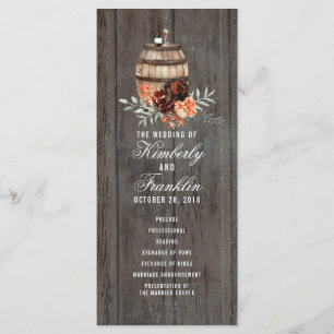 Wine Barrel Rustic Floral Hochzeitsprogramme Programm
