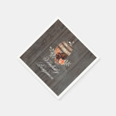 Wine Barrel Rustic Floral Wood Wedding Serviette (Ecke)
