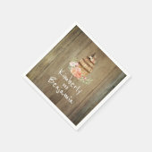 Wine Barrel Rustic Floral Wood Wedding Serviette (Ecke)