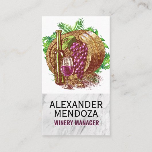 Wine Barrel | Weinkarte Visitenkarte (Vorderseite)