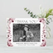 Wine Berry Watercolor Kristalle Foto Abschluss Dankeskarte (Stehend Vorderseite)