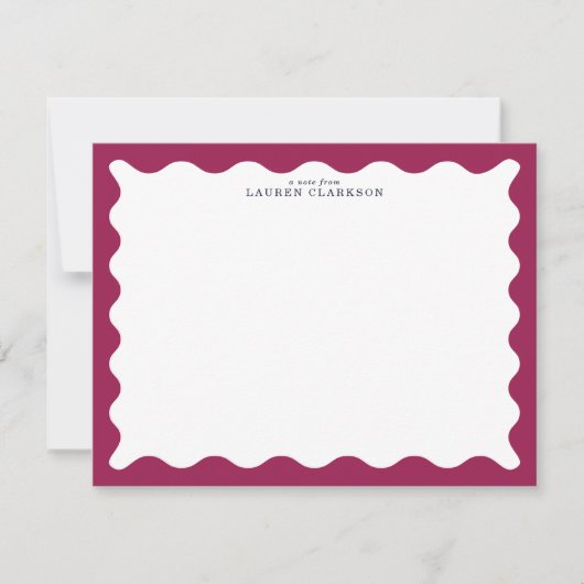 Wine Berry Wavy Frame Note Card Einladung (Vorderseite)