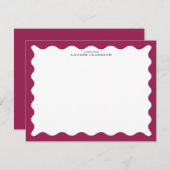 Wine Berry Wavy Frame Note Card Einladung (Vorne/Hinten)
