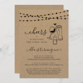 Wine & Biere Funny First Birthday Party Einladung (Vorne/Hinten)