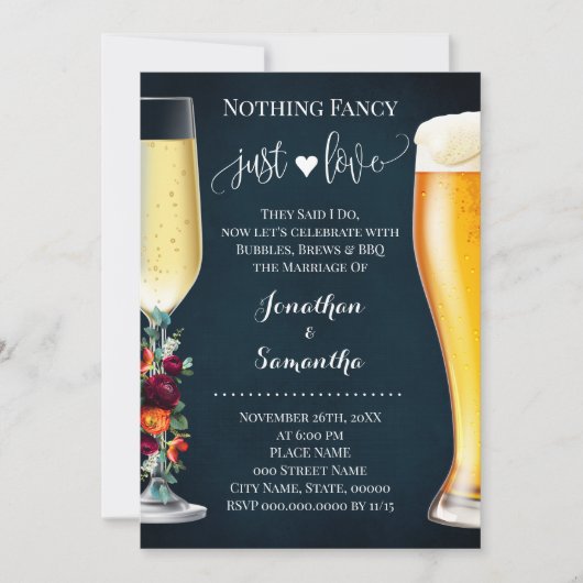 Wine Blue Nichts Extravagantes Bubble Brew Wedite Save The Date (Vorderseite)