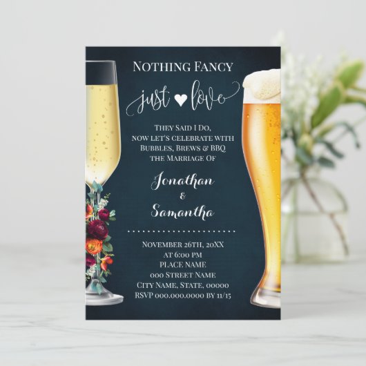 Wine Blue Nichts Extravagantes Bubble Brew Wedite Save The Date (Stehend Vorderseite)