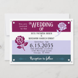 Wine Blue Rose Race Bib Marathon Hochzeit Einladung