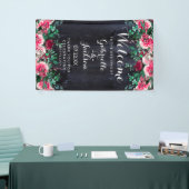 Wine Blush & Navy Wood Burgundy Wedding Willkommen Banner (Messeveranstaltung)