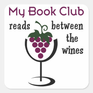 Wine Book Club Quadratischer Aufkleber