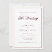 Wine Bordeaux Moderne Minimalistisch Hochzeit Einladung (Vorderseite)