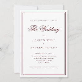 Wine Bordeaux Moderne Minimalistisch Hochzeit Einladung