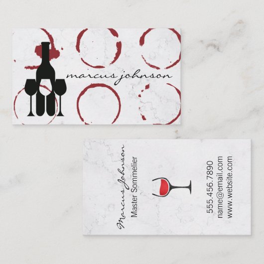 Wine Bottle and Glasses | Wine Stain Visitenkarte (Vorne/Hinten)