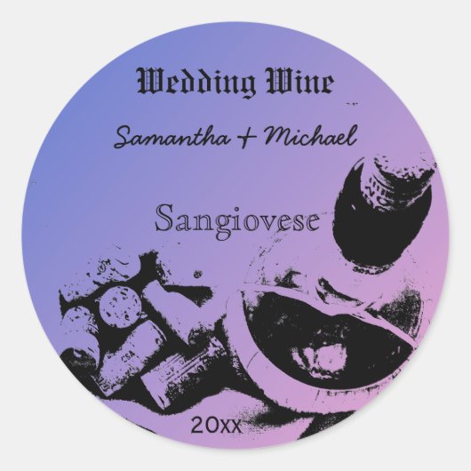Wine Bottle Corks Sketch Custom Wedding Wine Label Runder Aufkleber (Vorderseite)
