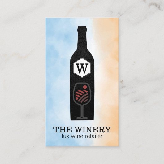 Wine Bottle & Glass | Monogram Visitenkarte (Vorderseite)