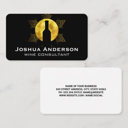 Wine Bottle | Gold Pattern Visitenkarte (Vorne/Hinten)