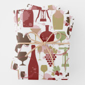 Wine Bottles Wrapping Paper Flat Sheet Set of 3 Geschenkpapier Set