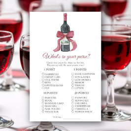 Wine bridal shower What's in your purse game