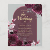 Wine Burgundy Rose Gold Text Wedding (Vorderseite)