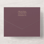 Wine Burgundy Rose Gold Text Wedding All In One Einladung (Rückseite)
