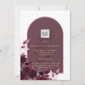 Wine Burgundy Rose Gold Text Wedding Einladung (Rückseite)