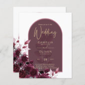 Wine Burgundy Rose Gold Text Wedding INVITE (Vorne/Hinten)